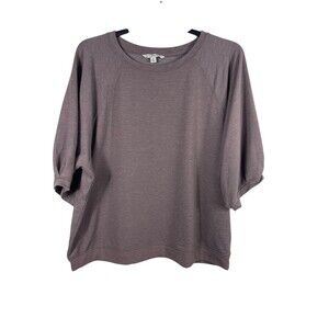 Zac & Rachel Woman 2X Heathered Purple Top Soft Stretch Sweatshirt Short Sleeve